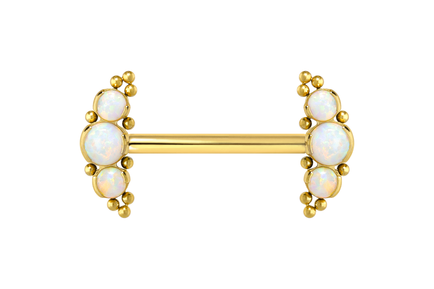 Titan Barbell Piercing mit Push Fit 3 SYNTHETISCHE OPALE + KUGELN